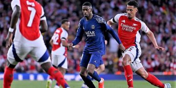 Ousmane Dembélé en match contre Arsenal